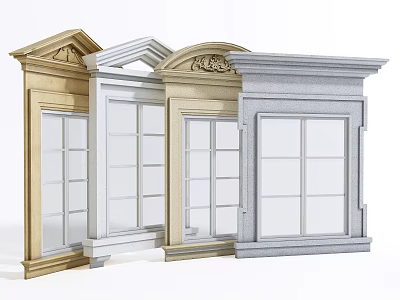 Decorative Casement Windows In Various Colors And Styles For Home 3d model