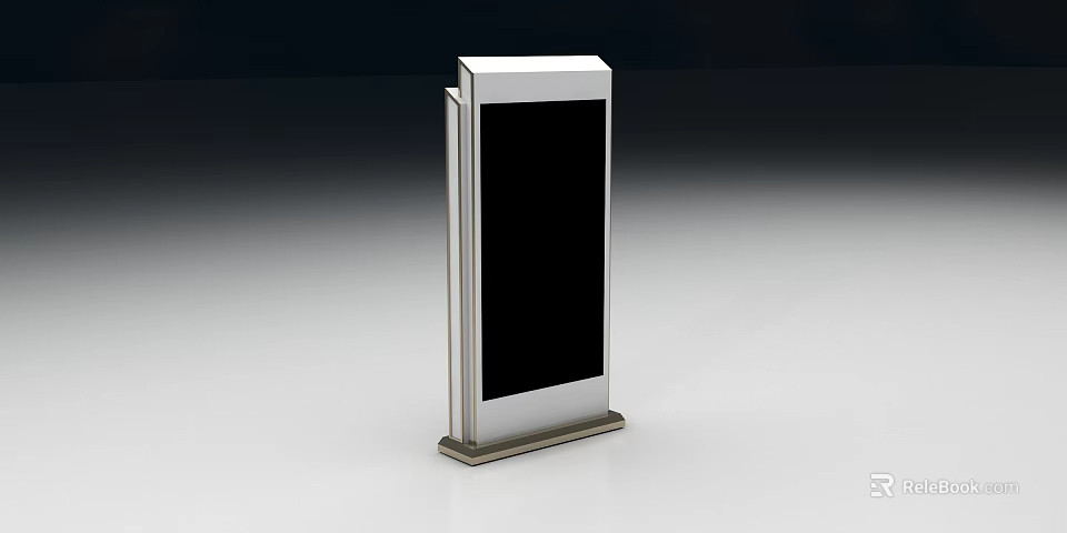Roadside Vertical Digital Signage With Silver Frame And Black Display Screen 3d model 