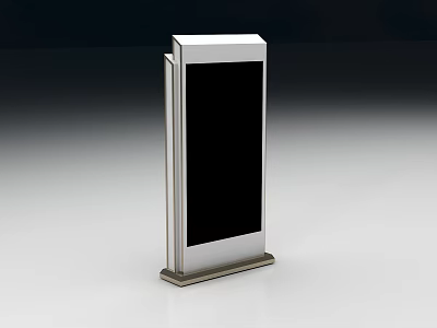 Roadside Vertical Digital Signage With Silver Frame And Black Display Screen 3d model