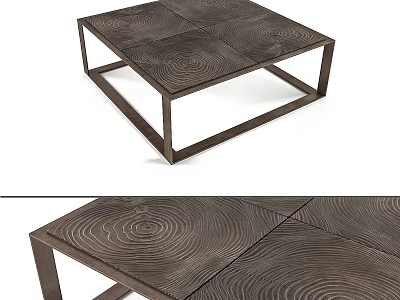 Stylish Modern Dining Table With Wood Grain Texture And Metal Frame Design 3d model