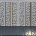 Six Casement Windows With Feather Pattern Neatly Arranged On Light Wall And Smooth Floor 3d model