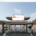 Traditional Chinese Ancient Architecture With Classic Double Eaved Roof And Wooden Frames Reflected In Water