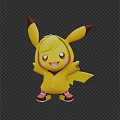 Cute Yellow Game and Movie Character With Big Ears Pink Shorts and Tail