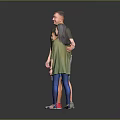 Group of Three People Standing Together in Casual Clothing with Gray Background