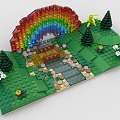 Lego Toys Rainbow Forest River Bridge Creek Green Plant Trees Grass Plant 3d model