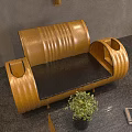 Creative Industrial Style Yellow Leisure Sofa Set For Modern Cafe Public Lounge Relaxation Space