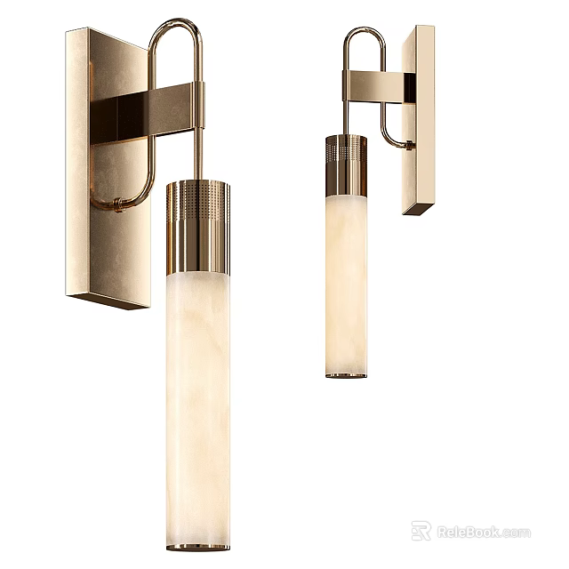 Modern Wall Lights With Sleek Metal Frame And Cylindrical Glass Shade For Home Decoration 3d model 