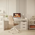 Modern Computer Desk and Chair Computer Desk Bookshelf Computer Room Computer Chair 3d model