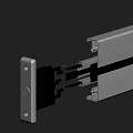 Black Metal Sliding Rail Component With Golden Pins And White Connectors