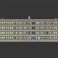 Multi Story Brick Residential Building With Multiple Windows Roof Equipment And Entrance Steps
