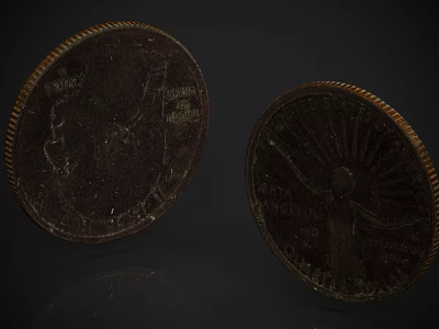 Vintage Copper Coins As Daily Life Essentials With Worn Portrait And Figure Design 3d model