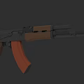 Military Style Assault Rifle With Wooden Stock Black Barrel And Orange Magazine