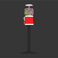 Gumball Machine With Transparent Top Colorful Candies Red Body And Black Stand