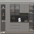 Elegant Modern Wine Cabinet With Glass Doors And Interior Lighting Displaying Wine Bottles