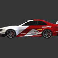 White and Red Racing Car With HSBC Castrol Logos And Rear Wing