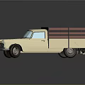 Detailed Beige Pickup Truck With Red Railings In 3D Cartoon Style