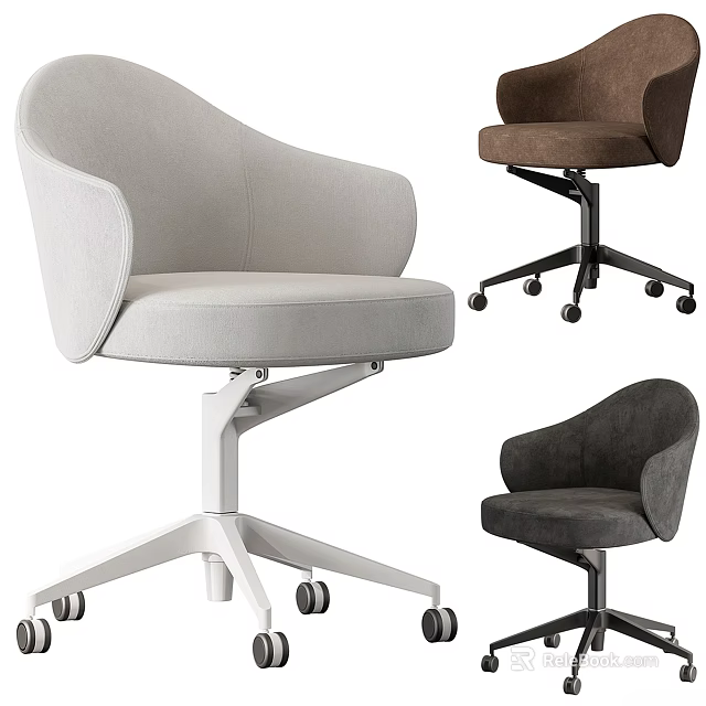 Ergonomic Office Chair With Swivel Function Comfortable Cushion And Caster Wheels 3d model 