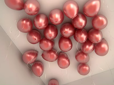 Red Balloons Decorative Ornament Set with Shiny Surface for Home Decoration 3d model
