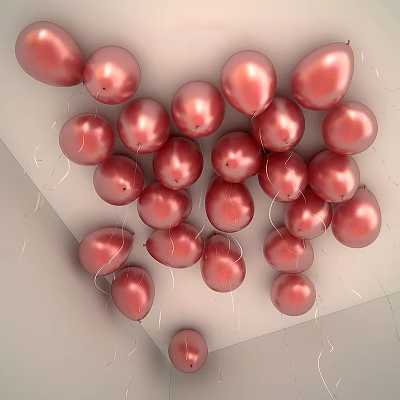 Red Balloons Decorative Ornament Set with Shiny Surface for Home Decoration 3d model