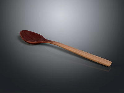 Handmade Natural Wooden Spoon With Smooth Handle For Kitchen Cooking Use 3d model