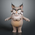 Cute Cartoon Cat Character With Large Ears Chubby Belly And Plush Texture