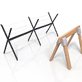 Modern Scene Components With Black Metal Frame Cross Supports White Lines And Wooden Frame Metal Connectors