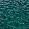 Translucent Turquoise Water Sphere With Delicate Rippled Light Caustic Texture On Solid White Background