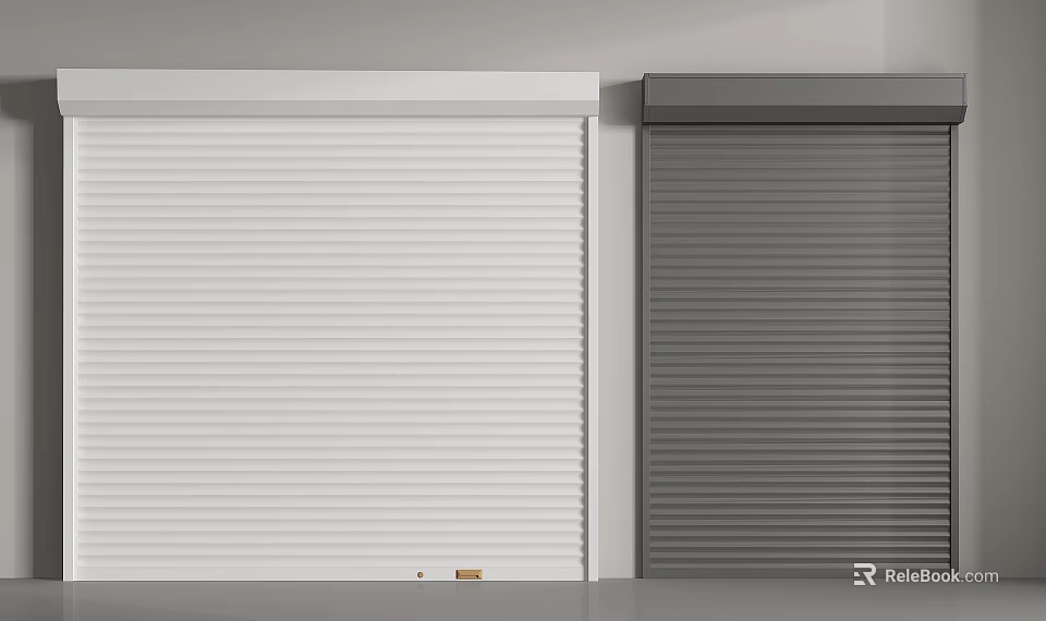 White And Gray Roller Shutters In Modern Interior Design 3d model 