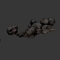 Natural Black Irregular Rock Clusters With Rough Surface And Earthy Texture