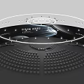 Modern Stage Design With Circular Lighting Beams And Rows Of Seats