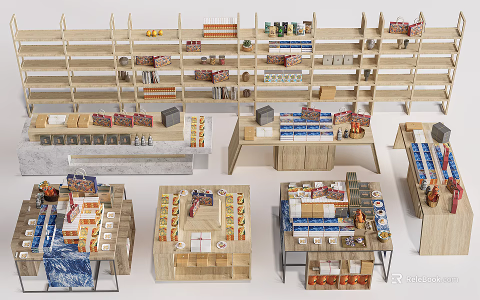 Modern Wooden Bookcase Designs With Open Shelves And Storage Display Solutions 3d model 
