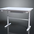 White Modern Adjustable Desk With Storage Drawer And Ergonomic Design 3d model