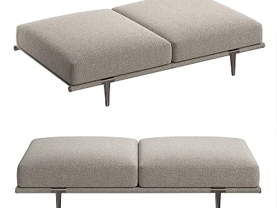 Modern Light Gray Upholstered Sofa Bench With Sleek Metal Legs Design 3d model