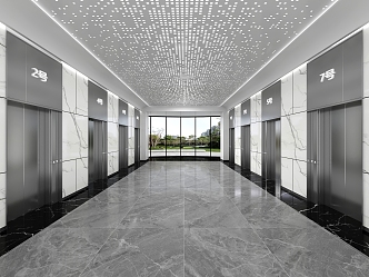 Elevator elevator aisle elevator hall office building elevator perforated plate ceiling luminous gradient perforated ceiling 3d model