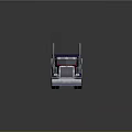 Blue And Red Semi Truck With Flame Design And Silver Accents
