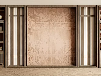 New Chinese-style decorative bookcase background wall 3d model