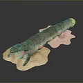 Grayish Brown Segmented Worm Creature With Open Mouth Sharp Teeth On Sandy Base 3d model