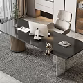 Simple Desk Combination Light Luxury High-end Rock Board Computer Desk Writing Desk Minimalist Writing Desk Office Desk and Chair 3d model