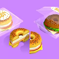 Bagel Boy Sliced Bagel Sandwiches In Transparent Plastic Containers With Lettuce Tomato
