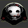 Black And White Panda Plush Toy With Red Lip Prints And Text Design