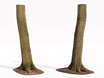 Natural Wood Tree Trunks with Stones at Base for Decorative Landscaping Use 3d model
