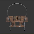 Vintage Wooden Wagon With White Canvas Cover And Loaded Crates Barrels