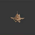 Orange Striped Aquatic Animal With Frilly Fins On Dark Reflective Surface