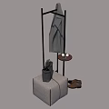 Functional Coat Rack With Hanging Coat Small Table Stool Bag And Shoes