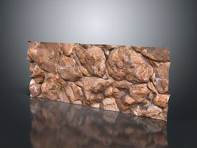 Natural Stone Wall With Irregular Brown Rocks And Textured Surface 3d model