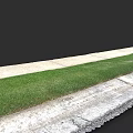 Concrete Sidewalk With Fresh Green Grass In Urban Outdoor Environment