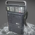 Vintage Office Appliance With Handle Keypad And Metallic Shiny Base Design