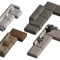 Modern Sectional Sofas in Different Colors with Stylish Design and Cushions 3d model