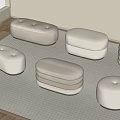 sofa stool round stool 3d model