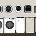 Modern Washing Machines And Dryers In Various Designs For Home Laundry Room